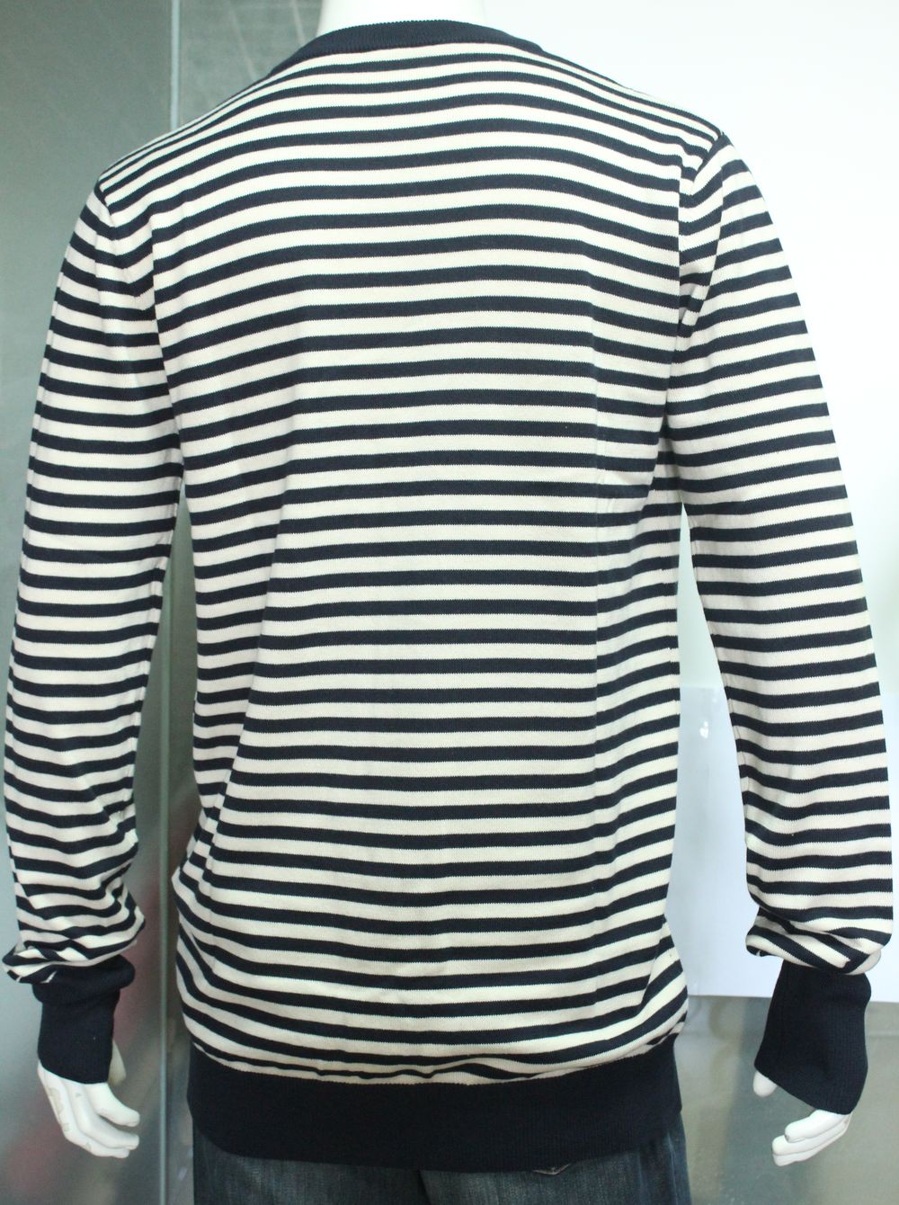 Tall men's knitted sweater, cotton acrylic stripe pullover