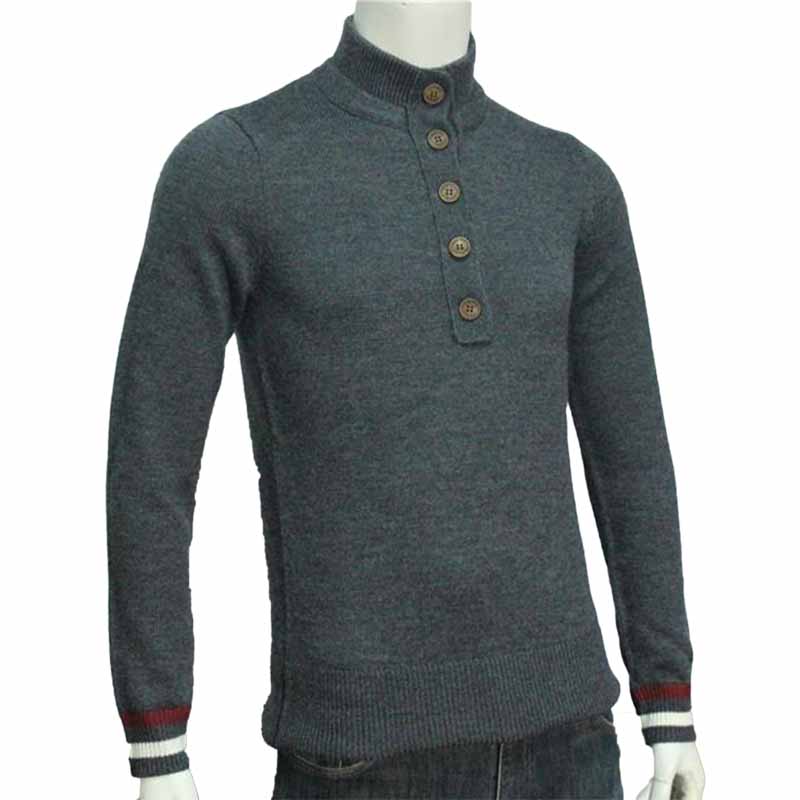 Men's 100% merino wool high neck long sleeve knitted sweater pullover