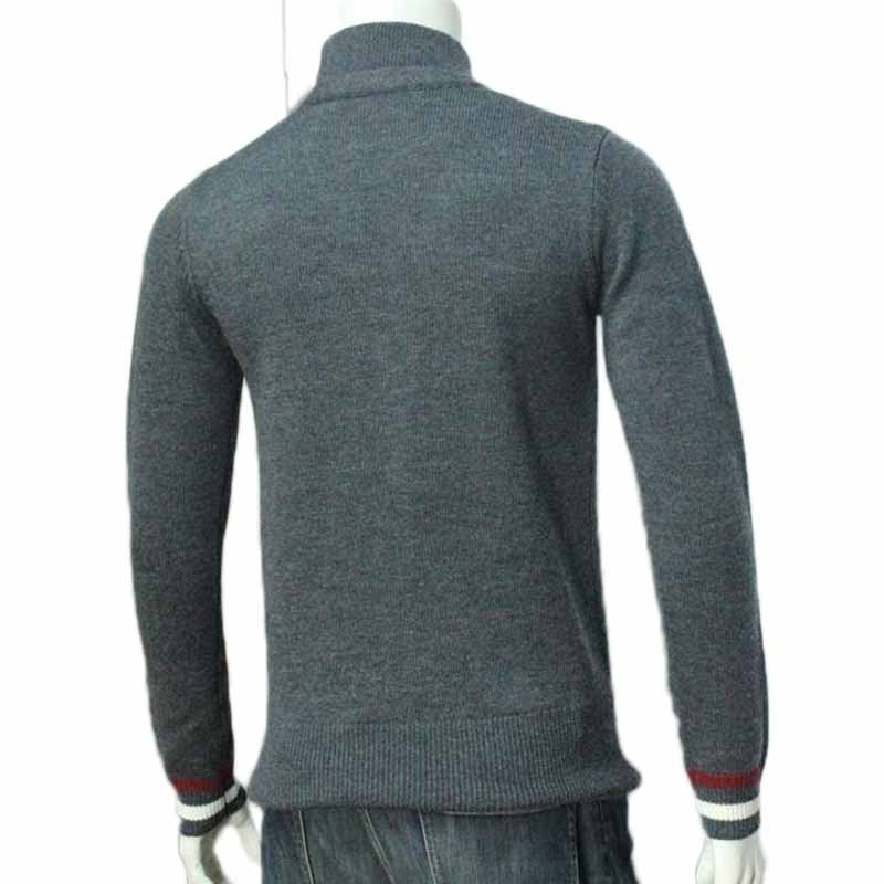 Men's 100% merino wool high neck long sleeve knitted sweater pullover