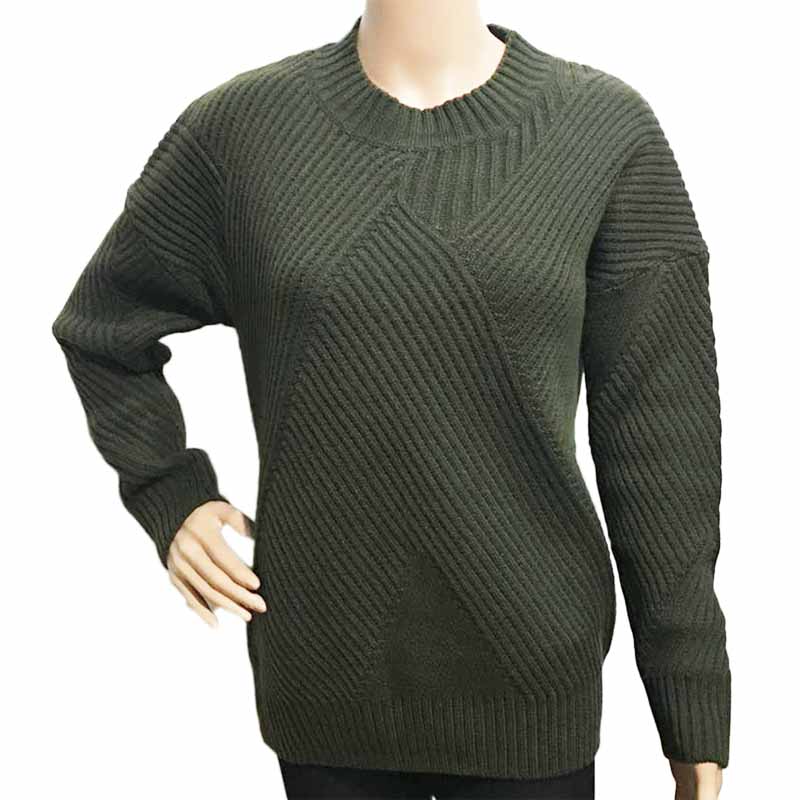 Women's 100%acrylic 7GG walk stitches knitted pullover sweater