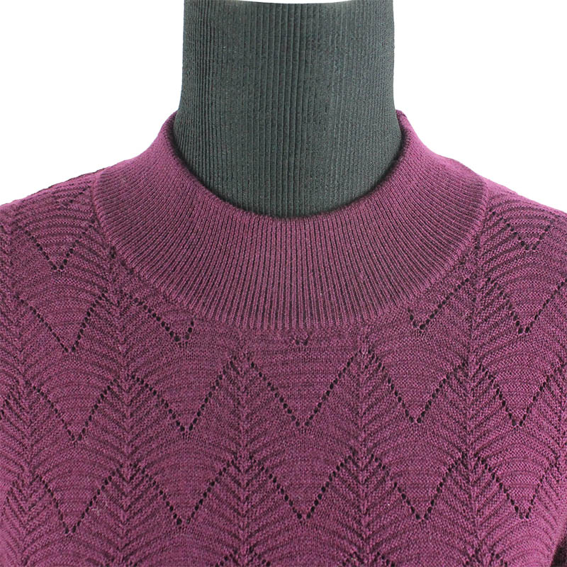 Women's 100%merino wool 12GG fancy knit pullover sweater