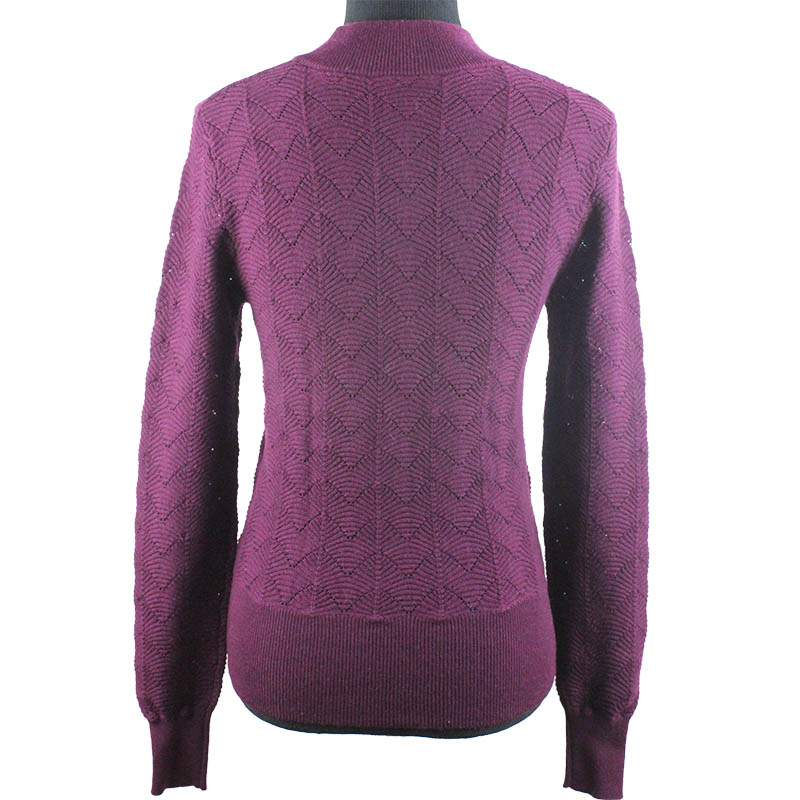 Women's 100%merino wool 12GG fancy knit pullover sweater