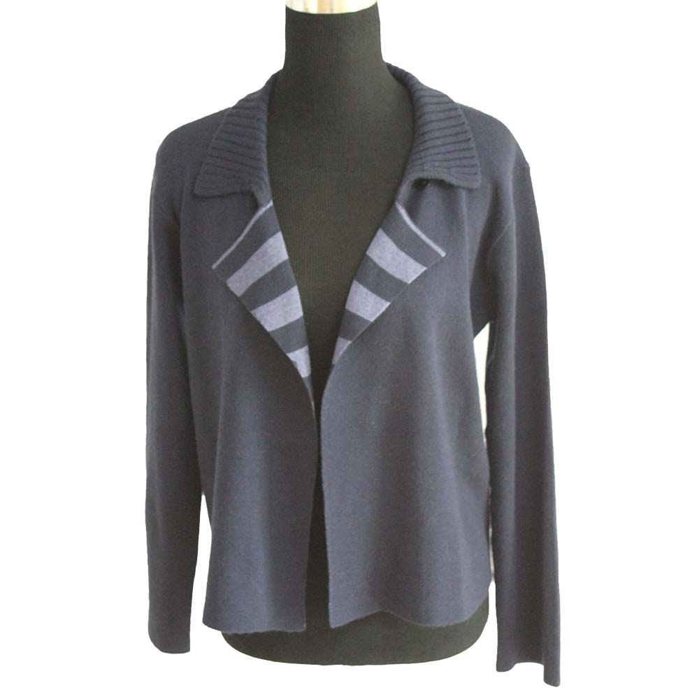 Women's two-sides wearable cardigan, pure merino wool sweater