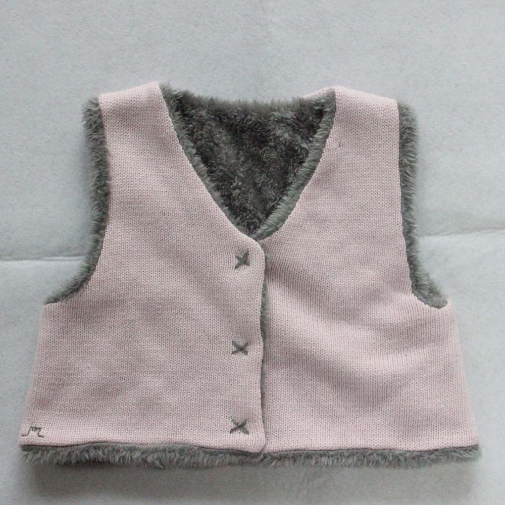 Baby's cotton cashmere sweater, infant cardign with fur