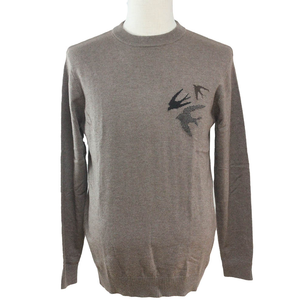 Men's Wool Blend Pullover, Jacquard bird logo sweater