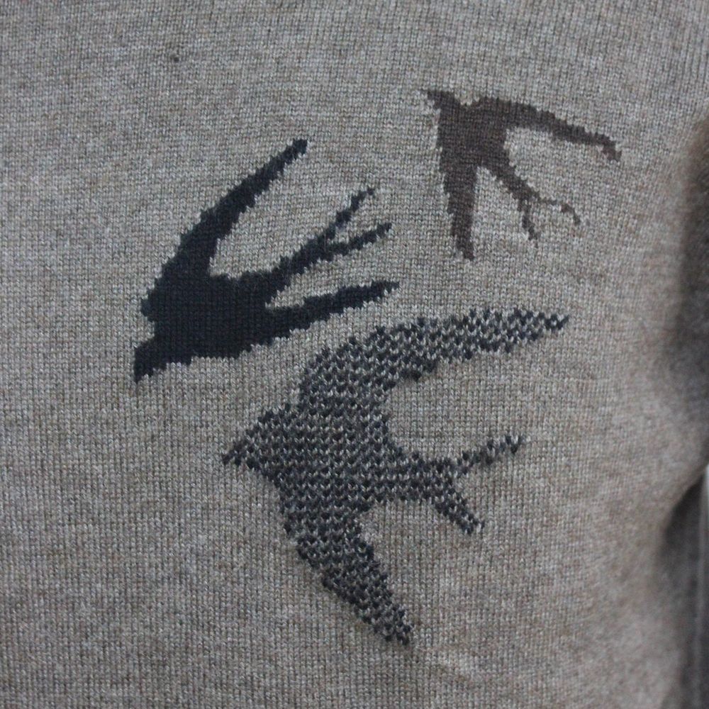 Men's Wool Blend Pullover, Jacquard bird logo sweater