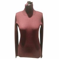 Women's 100%merino wool 14GG ribs knitted pullover sweater