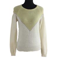 Women's Angora long hair Crew neck pullover 12GG intarsia knitted sweater