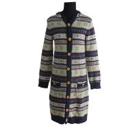 Women's Lamboswool Nordic Jacquard Sweater, long hooded button cardigan