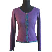 Women's wool blend jacquard rice pattern sweater,fancy botton cardigan